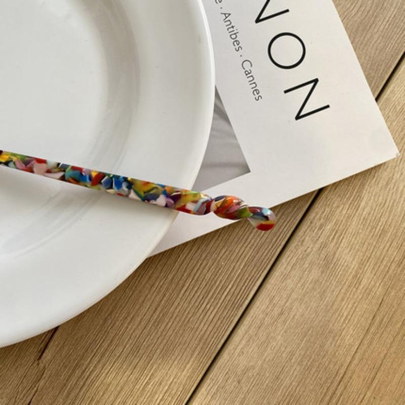 Chinese Style Floral Print Hair Sticks Vintage Acetate Resin Women Hairpins Clip Pin Headwear Wedding Jewelry Accessories
