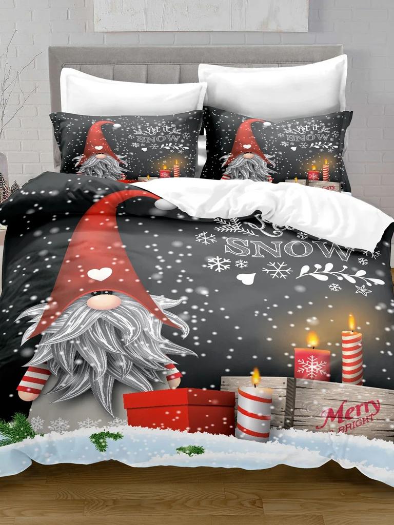 Weihnachten Schneemann Bettwäsche Bettbezug Set Weihnachtsmann Schneemann Bettwäsche Set Mikrofaser Cartoon Bettdeckenbezug mit Kissenbezügen