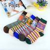 5 Pairs of Thick and Warm Women's Rabbit Wool Socks and Deer Artistic Ethnic Style Cashmere Women's Socks for Autumn and Winter