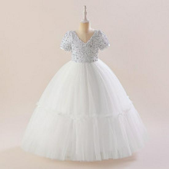 Girls' Mesh Bow Dress with Flutter Sleeves - Fashionable Catwalk Style