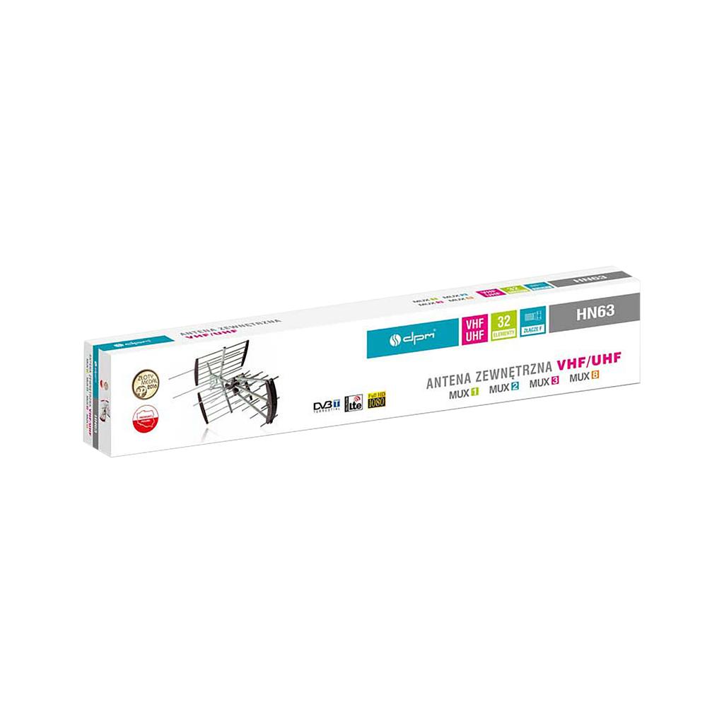 DVB-T2 antenna for terrestrial TV, directional VHF UHF, LTE filter DPM HN63NWZ