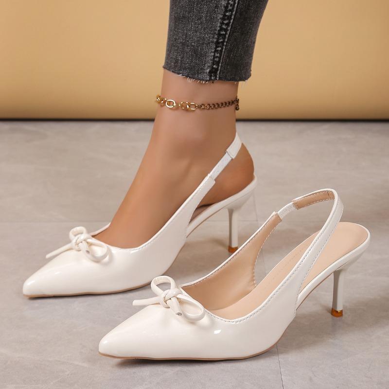 2025 Fashion Slip-on Women's High Heels New Butterfly-knot Office and Career Summer Best Seller Plus Size Closed Toe Sandals