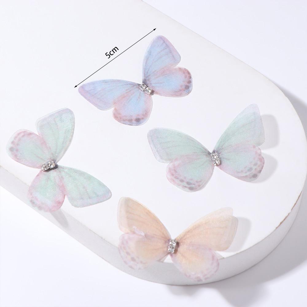 20PCS Rhinestone Mesh Butterfly Patches 3D Cloth Applique Gauze Butterfly Applique  Handicraft