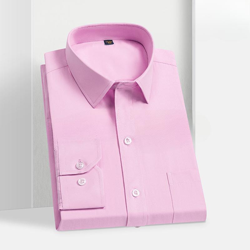 Shirt Men's Long Sleeved Middle-aged Young Business Casual Formal Wear Professional Wear Solid Color Cotton Slim Fit Shirts Men’s