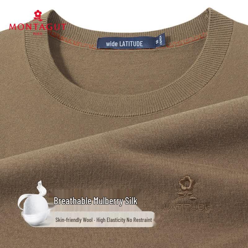 MONTAGUT Men s Silk Wool Blend Breathable Short Sleeve T-Shirt 50