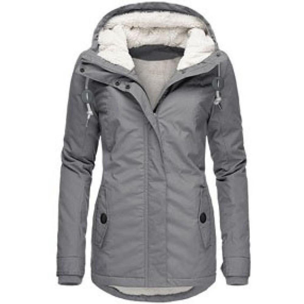 Women's Hood Long Sleeve Loose Fit Midi Parka Coat Fleece Lined Warm Cotton Outerwear Winter Jacket
