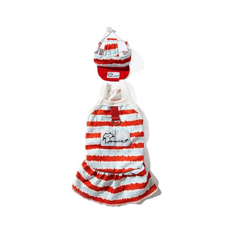 Spring and Summer Cat Striped Two-legged Suspender Skirt Hairless Cat Vest Couple Cat Skirt Pet Clothing Cat Clothing