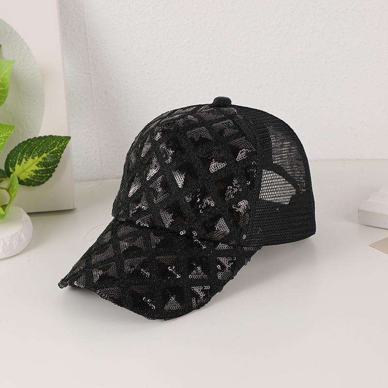 Summer Shade Breathable Mesh Baseball Cap Fashion Classic Square Sequin Sponge Top Cap Suitable for Outdoor Travel