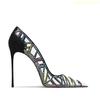 Fashion Black Transparent Colorful Rhinestone Bling Bling Pumps 2025 Spring New Pointed Toe Stiletto High Heels Shallow Fashion Sandals
