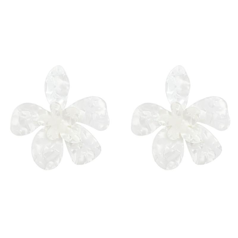 Multi-Layer Acetate Floral Earrings Women Elegant Boho Chic Flower Studs In White Black Rose Red White
