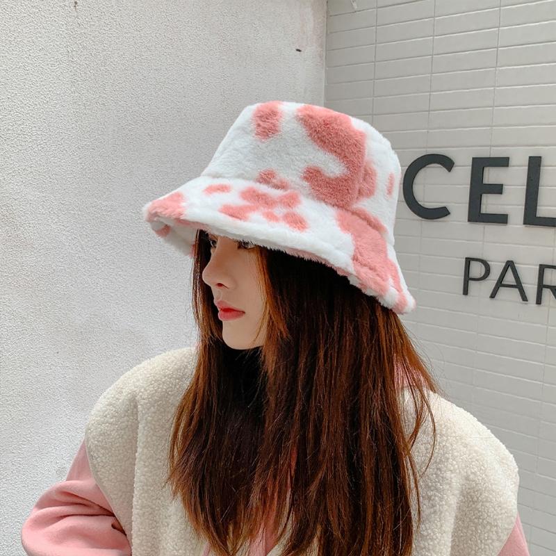 Cow Plush Fisherman Cap Soft Warm Hat Autumn Winter Outdoor Trend Fisherman Hats