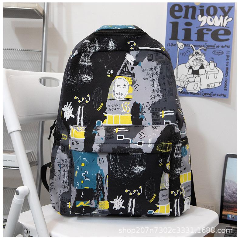 Schoolbag teen student personality graffiti Mori school backpack new ins schoolbag large capacity casual backpack men