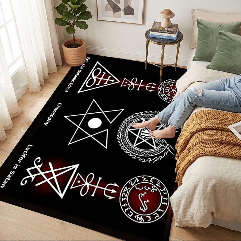Satanic Symbols Living Room Nonslip Area Rug Soft Carpet For Bedroom Game Playroom Sofa Office Home Decor Doormat Christmas Gift C930763