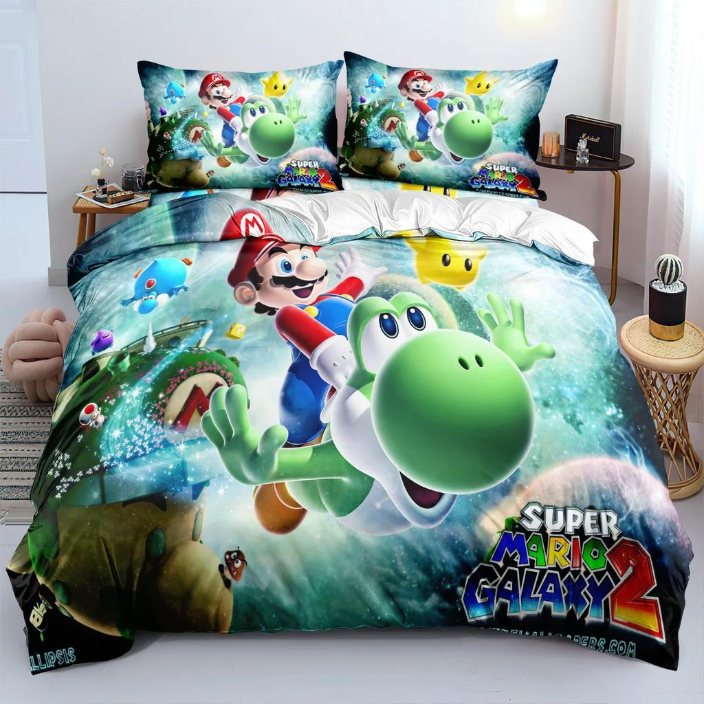 Mario Duvet Cover Sets Anime Bedding Set Bed Cover Kids Adult Quilt Cover Pillowcase Gifts Bedroom Decor