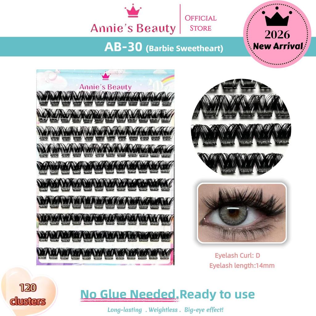 100-120 Cluster Self-Adhesive False Eyelashes,perfect for Women makeup,pre-bonded,14mm,C+ Curl,Long-lasting,waterproof,windproof