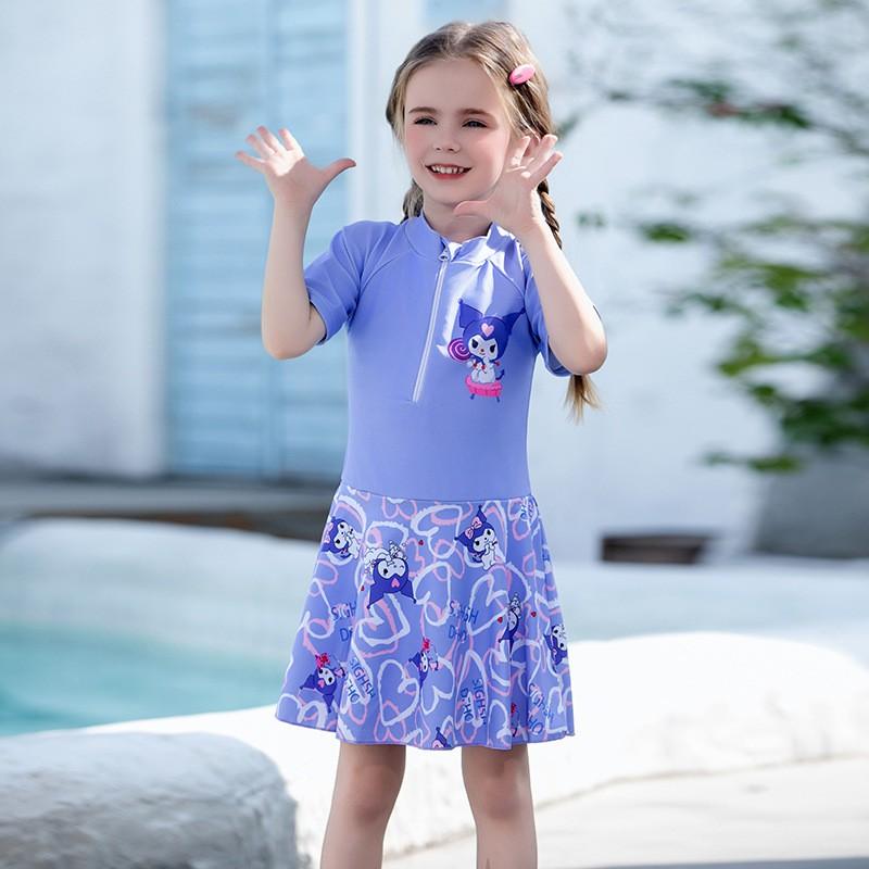 Girls Swimsuit Set With Sun Protection Cover-Up Skirt Pool Beach Swimming