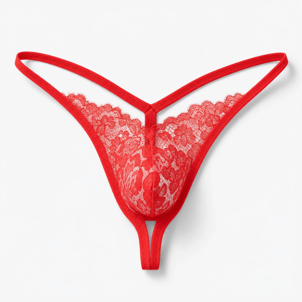 Transparent Mesh Sheer Panties Low Waist T-back Briefs Men Thin Men's Lace Thong Role Play
