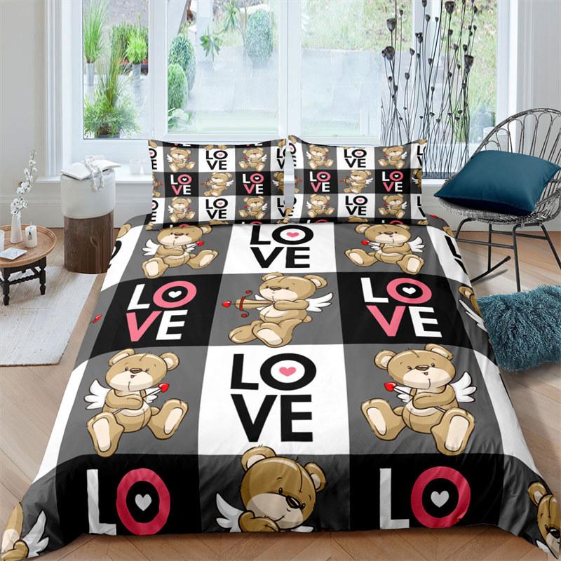 Cartoon Animals Toddler Bedding Set Toy Bear Star Pattern Duvet Cover For Boy Girl Kids Child Teen Microfiber 3D Comforter Cover