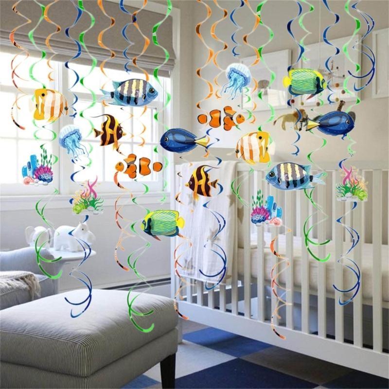 Room Ceiling Decors with Marine Creature Beautiful Swirls Hangings Decorations