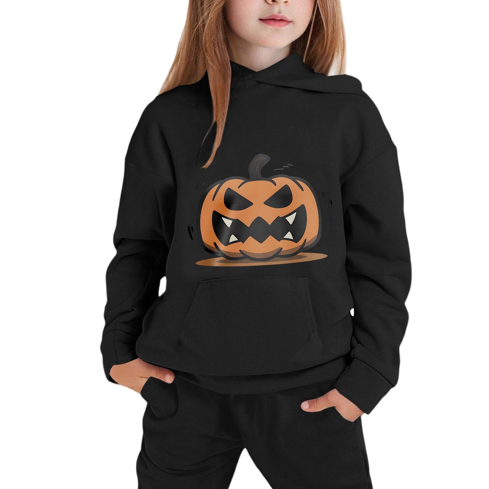 Kids Hoodie with Halloween Print - Casual Long Sleeve Pullover for Boys and Girls 100
