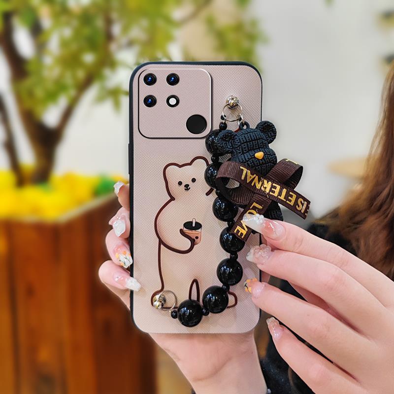 Anti-knock Cute Phone Case For OPPO Realme Narzo 50A Silicone Black Pearl Pendant Dirt-resistant Skin-friendly Feel