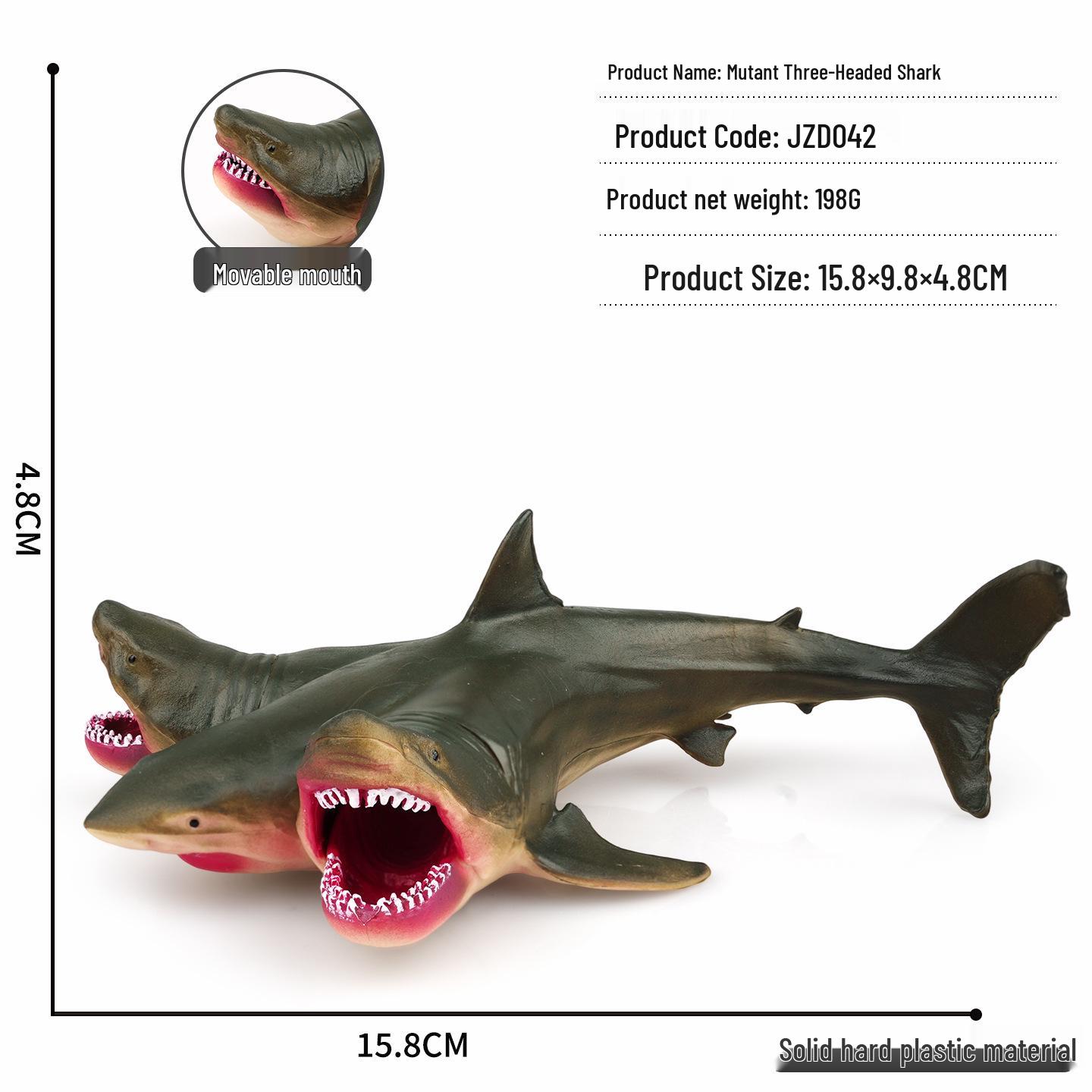 Three-Headed Shark Megalodon Model Toy for Kids