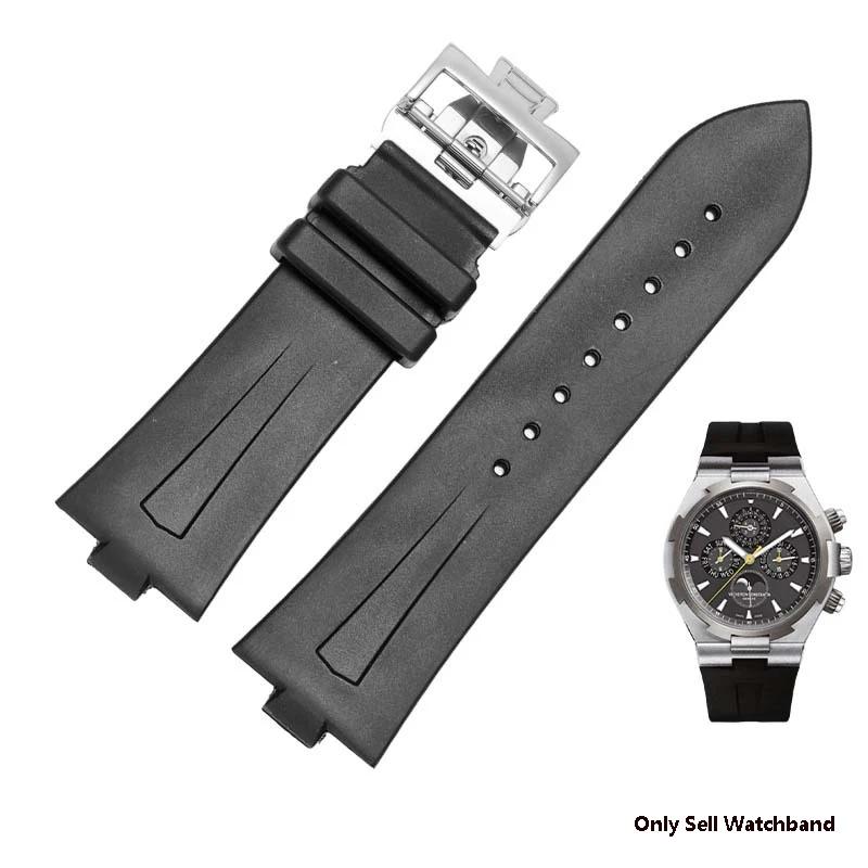 25*8Echtes Leder Uhrenarmband für Vacheron Constantin OVERSEAS Serie 4500V 5500V P47040 Edelstahl Schließe Herren Uhrenarmband
