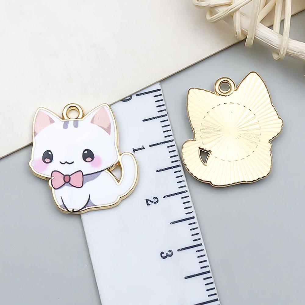 Colorful Enamel Alloy Cat Charms for DIY Bracelets - Set of 10
