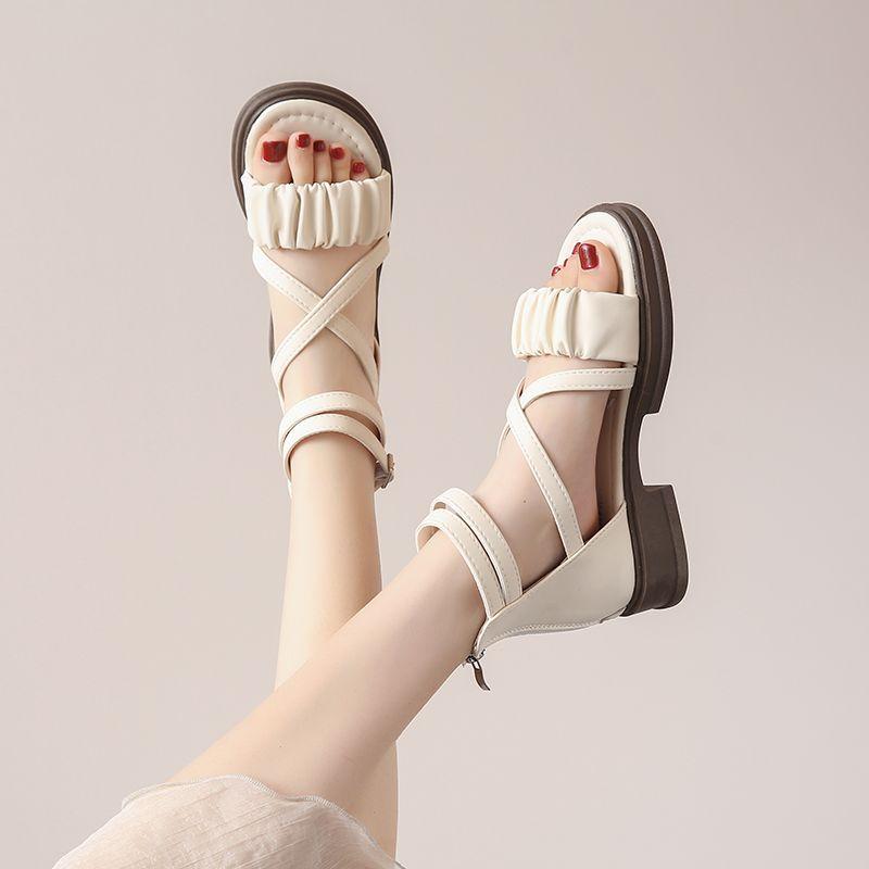 Woman Shoes Sexy Flat Rubber Sandals for Women Roman Style Open Toe On Sale Sales Korea 2025 Luxury Cheap Liquidation Summer Vip