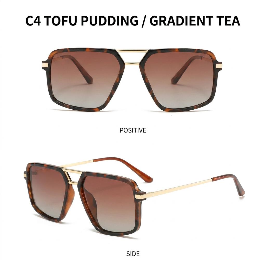 Fashion Double Bridges Square Women Luxury Polarized Sunglasses Retro Gradient Men Outdoor Sun Glasses Shades UV400
