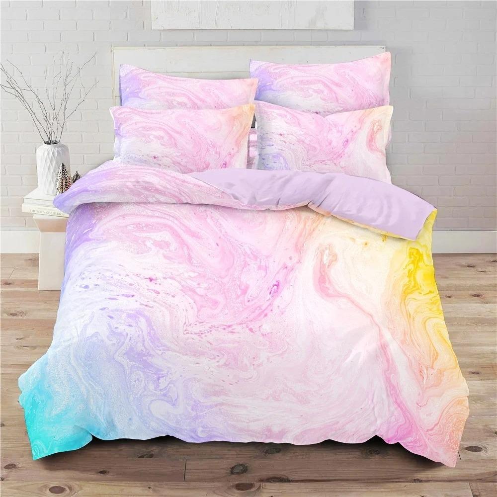 Rainbow Gradient Bedding Set Gradient Colors Duvet Cover with Pillowcases Single Twin Full Queen King Girl Kids Quilt Cover