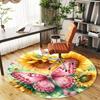 1pc Butterfly Sunflower Round Chair Mat Office Area Rug - Non-Slip, Floor Mat for Office, Bedroom, Ideal Home Decor Gift C0112014