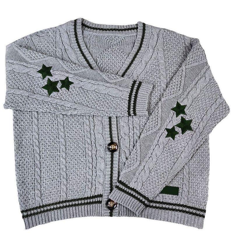 Women's Clothing Export Fall and Winter New Arrival Versatile Knitting Embroidered Cardigan Temperament Youthful-Looking Loose Casual Sweater outside