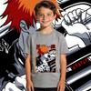 100 Percent Cotton Kids Anime T Shirt Bleach Ichigo Print Casual Summer Short Sleeve Top for Boys and Girls