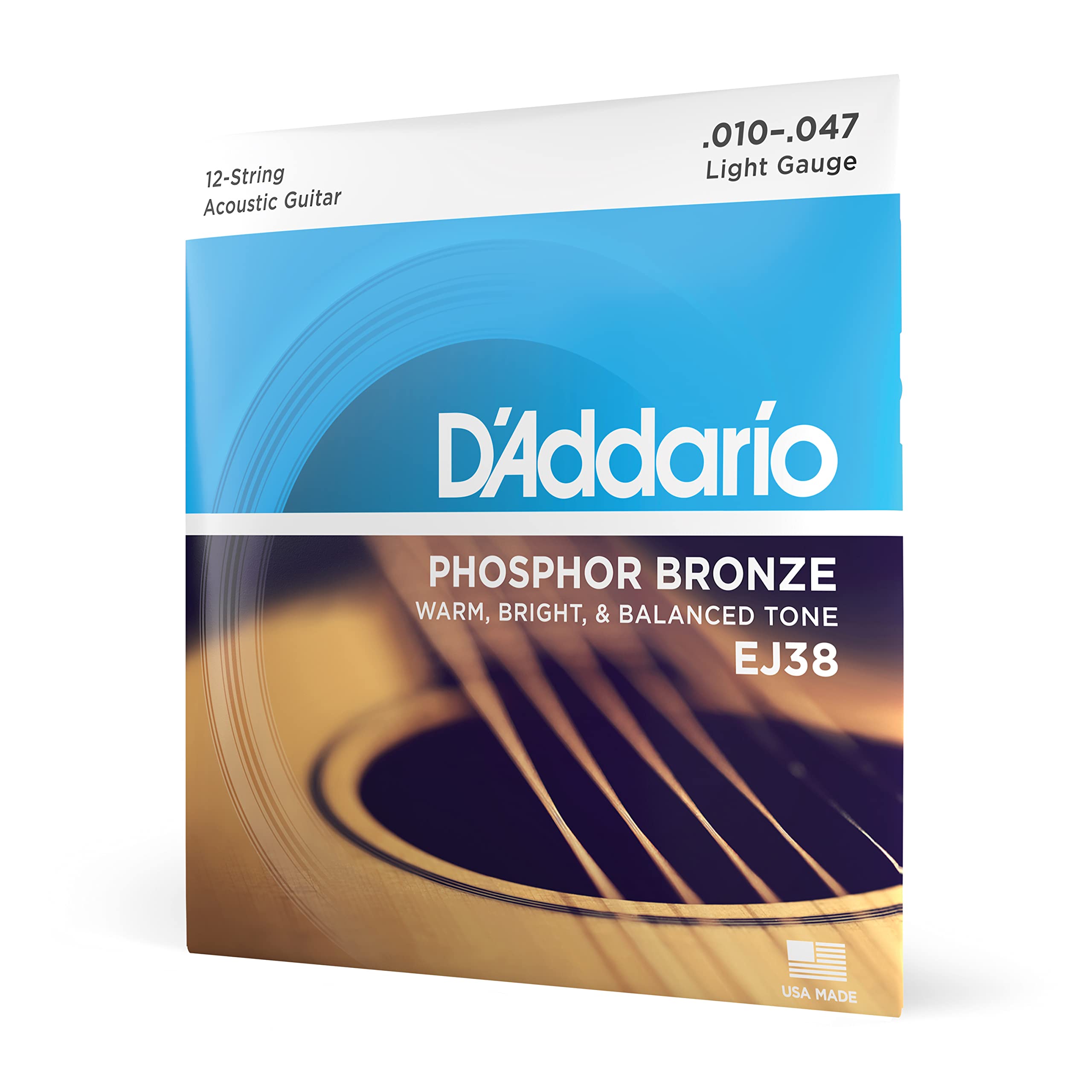 

D Addario Phosphor Bronze Light Acoustic Guitar Strings, 12-String, .010-.047, EJ38