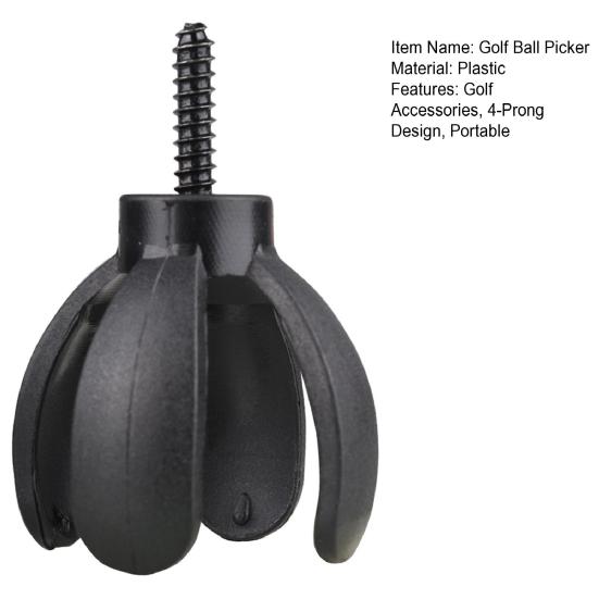 Mini Petal Golf Ball Retriever, 4-Prong Golf Ball Grabber Picker, Putter Grip Golf Ball Sucker Pickup Tool with Screw, Golf Accessories