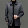2024 Men's Single-Breasted Wool Coat - Autumn/Winter Style, Solid Color, Casual Thick Dad Outerwear