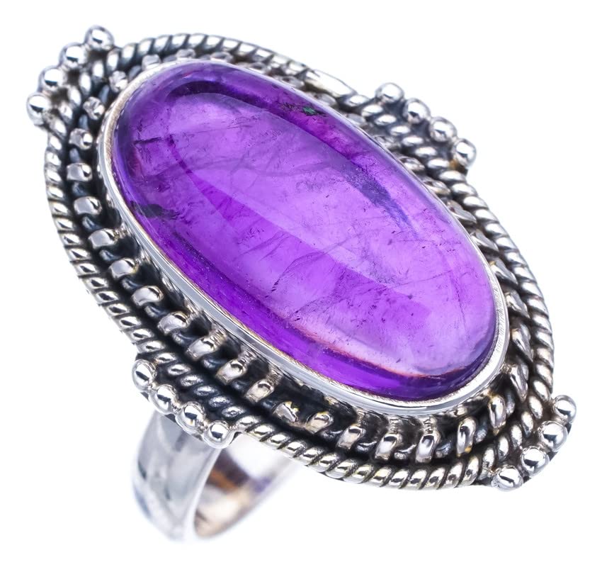 

StarGems® Natural Amethyst Handmade 925 Sterling Silver Ring 7 F2902
