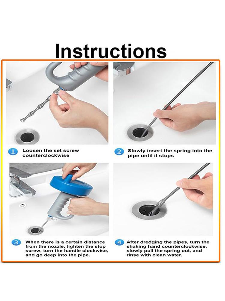 Drain Pipe Dredge Cleaner Toilet Basin Sewer Dredge Spring Steel Wire Kitchen Sink Dredge 15M Hand-cranked Pressure Dredge Tools