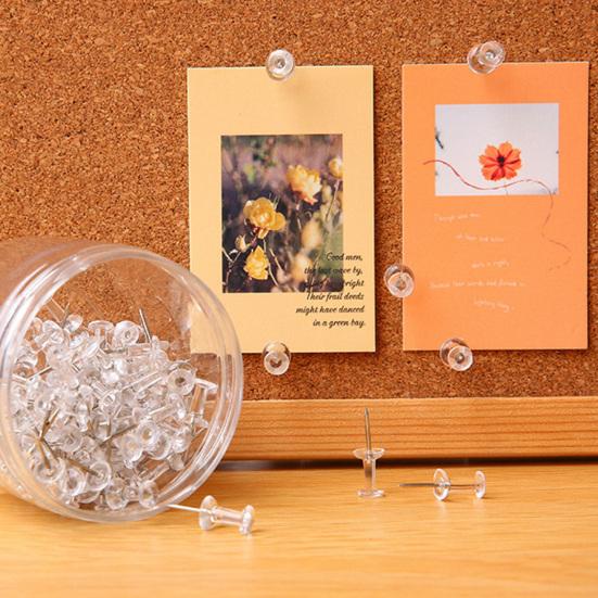 100/200/500Pcs Clear Push Pins Transparent Plastic Head Thumb Tacks Steel Pointed Nails