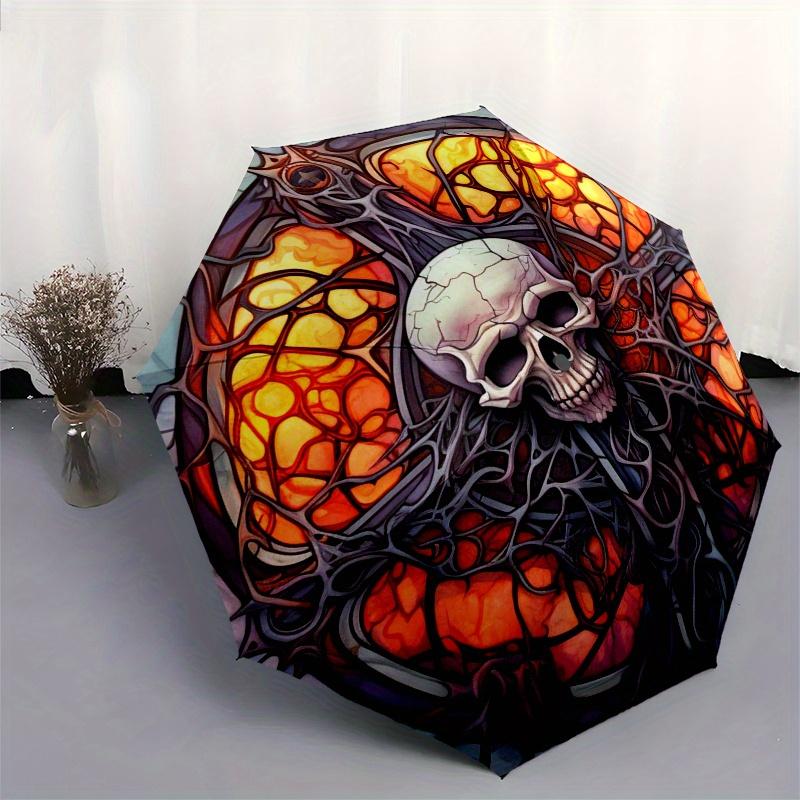 Buntglas Totenkopf Kunst Wanddeko Regenschirm Tag Geschenk Y258