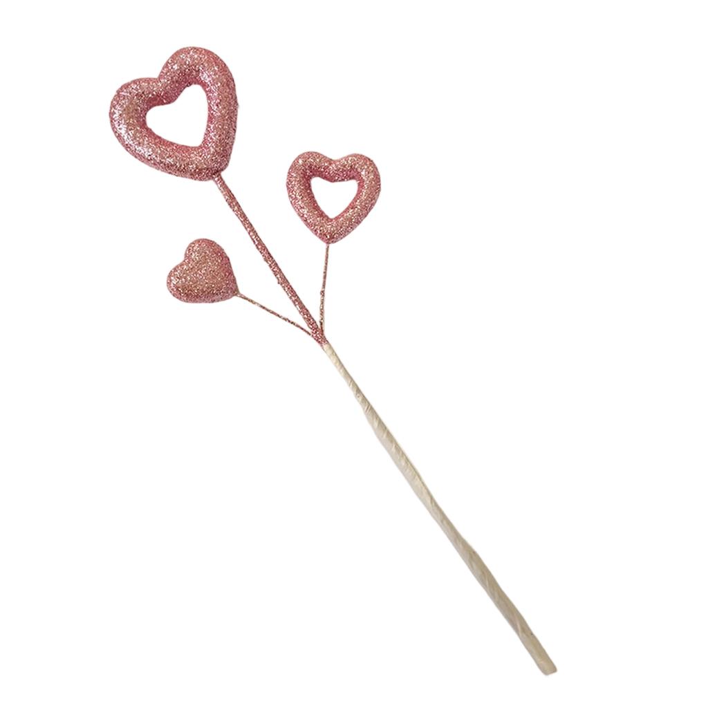 Cuore di San Valentino, Decorazioni Floreali a Forma di Fiore, Cuori in Schiuma con Glitter e Rami Floreali Fatti a Mano, Accessori a Forma di Cuore Pesca, Decorazioni per le Feste