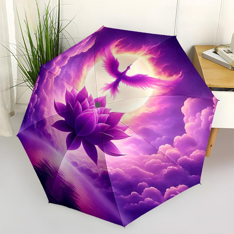 

1pc Lotus Phoenix Automatic Umbrella Portable Home Essential Umbrella, Iron Umbrella Structure Suitable for All Seasons yy251123107