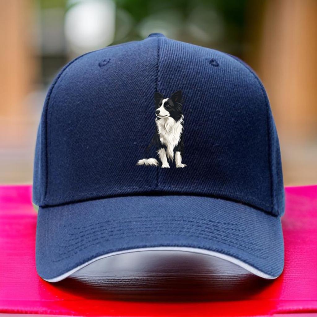 Border Collie Hundtryck Polyester Truckerhatt Justerbar Vandring Baseballkeps Casual Utomhushuvudbonad
