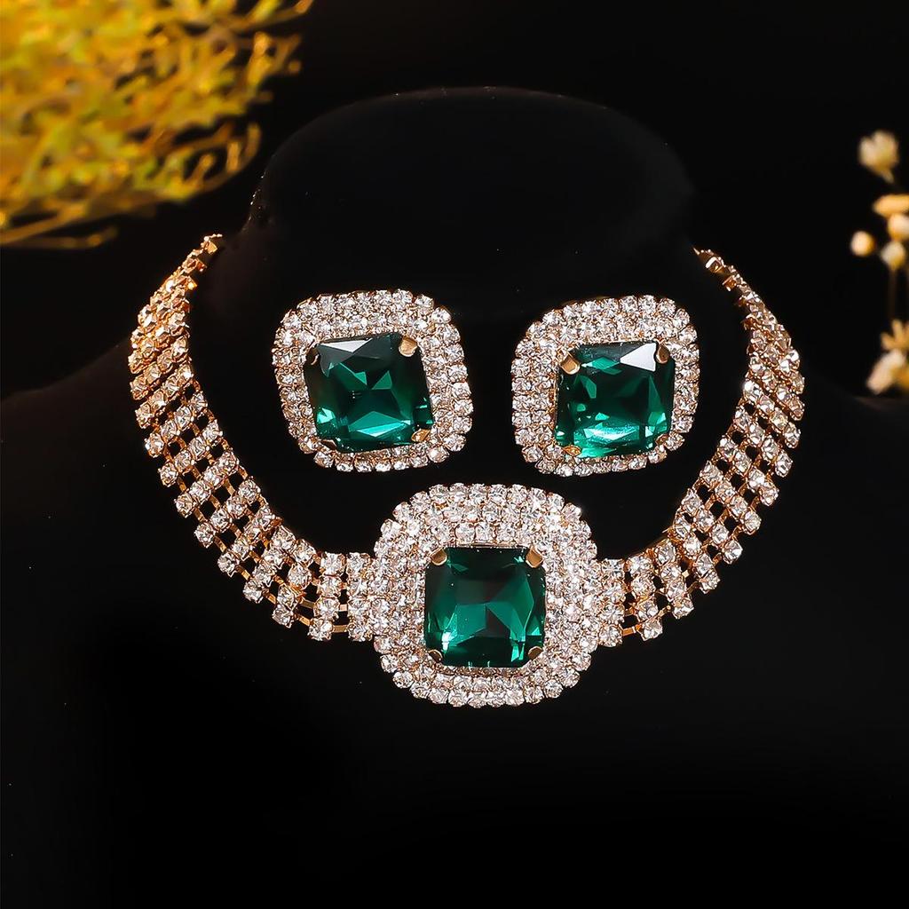 Luxury Rhinestone Necklace & Earrings Set for Women - Perfect Bridal Wedding Jewelry