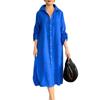 2026 Spring New Women's Fashion European & American Foreign Trade Fashionable Elegant Loose Solid Color Lapel Single-Breasted Dress