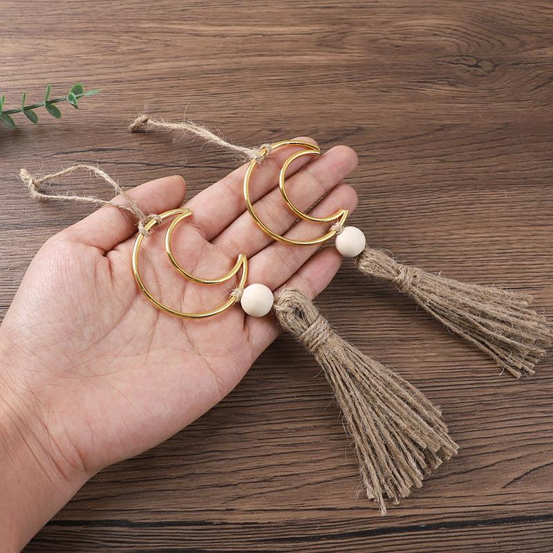 1-5pcs Ramadan Moon Tassel Wooden Beads Ornament Eid Mubarak Muslim Islamic Party Decoration For Home Wall Door DIY Craft Gift