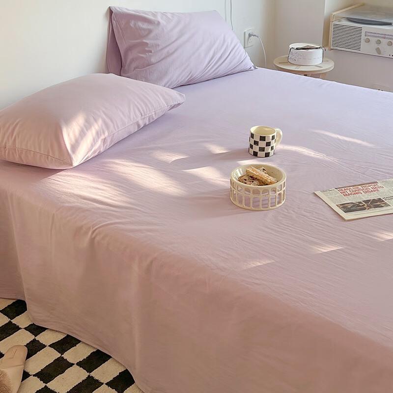 OEING Solid Color Fitted Sheet & Mattress Protector