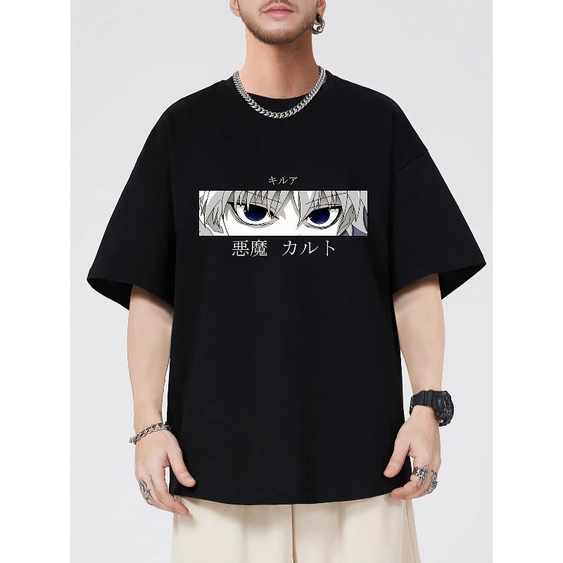 100% Baumwolle Trend Casual Männer Und Frauen Universal T-Shirt Mit Japanischem Anime-Muster-Druck, Atmungsaktives Kurzarm-Top