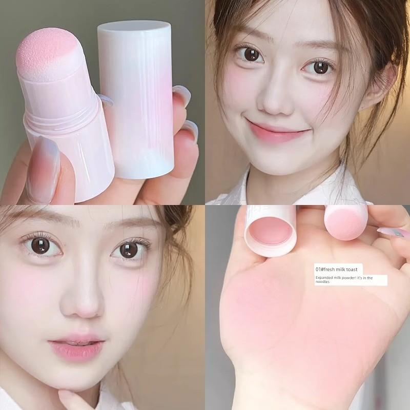 The Relaxed Vibe of Plain Water Is Captured! Single-Color Blush Stick for Women in Expanding and Contracting Shades Like Milk Pink and Milky Apricot